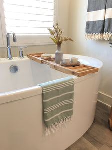 Sage Green/White Turkish Bath/Beach Towel