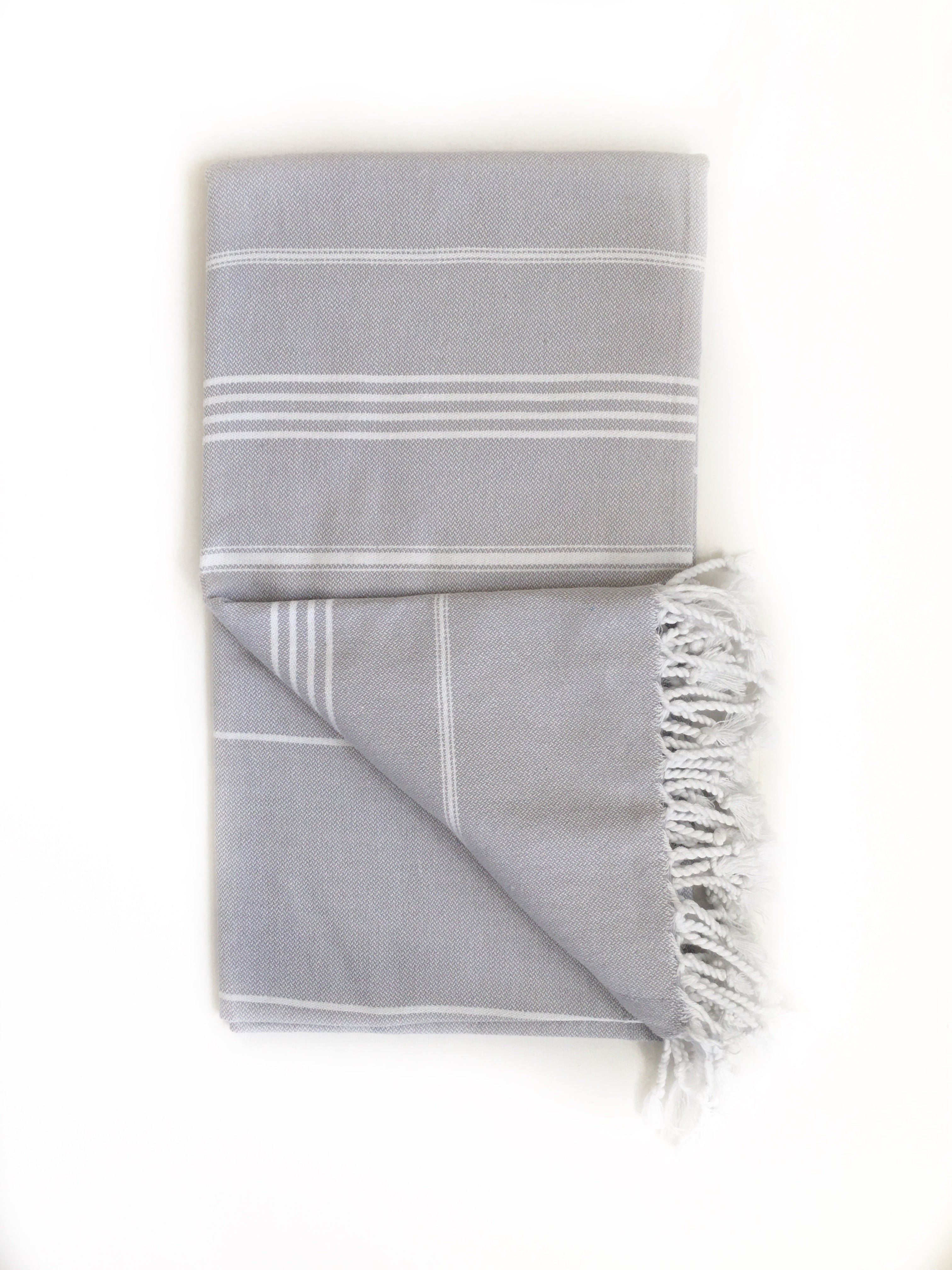 Grey/White Turkish Hand Towel