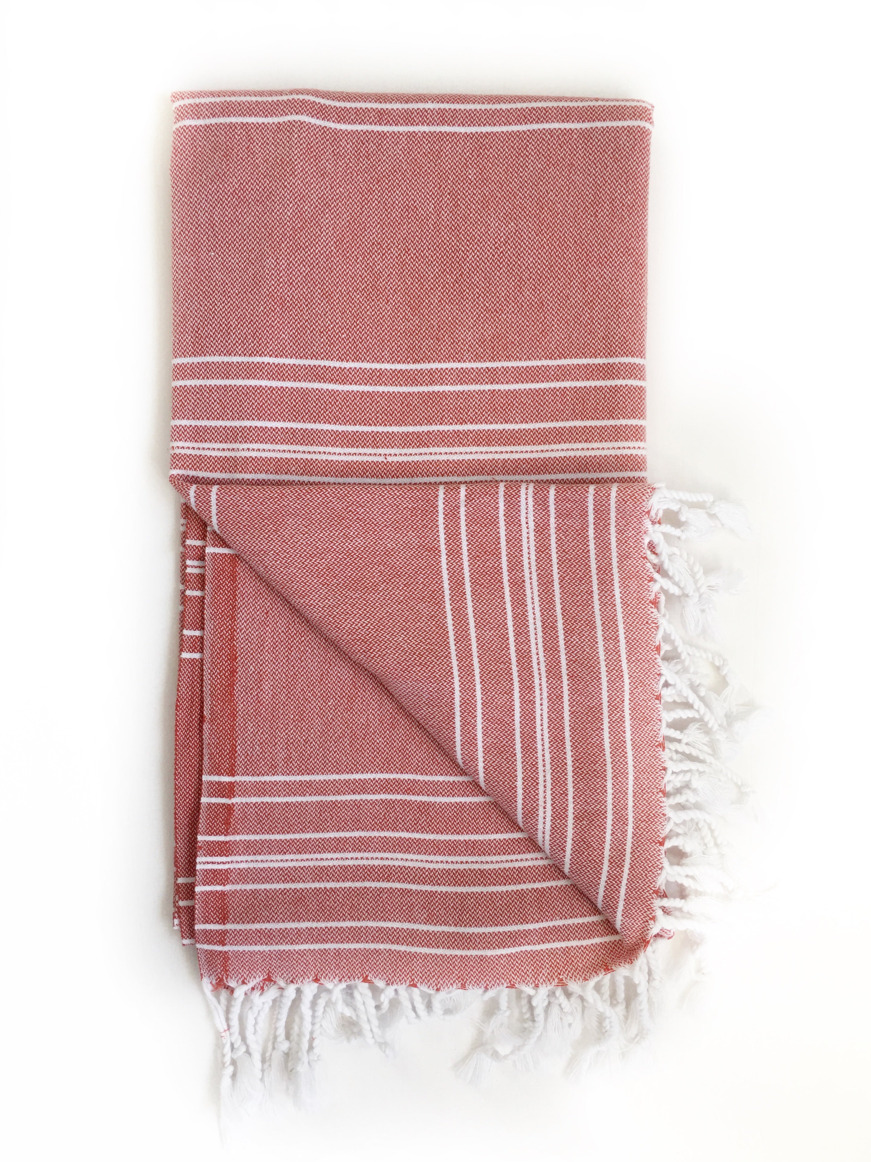 Heathered Red/White Turkish Hand Towel