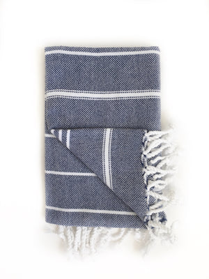 Navy Blue/White Turkish Bath/Beach Towel