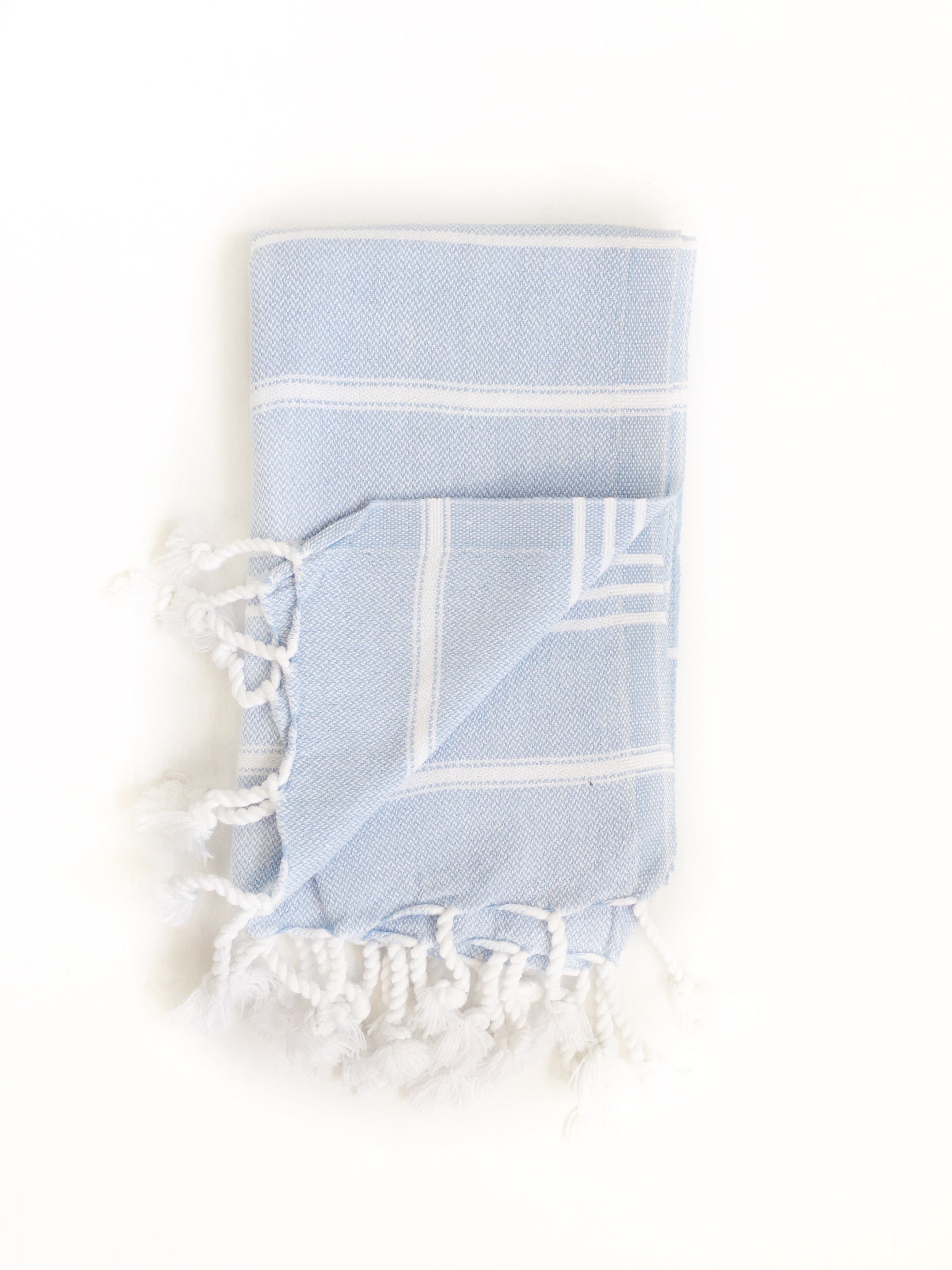 Light Blue/White Turkish Hand Towel