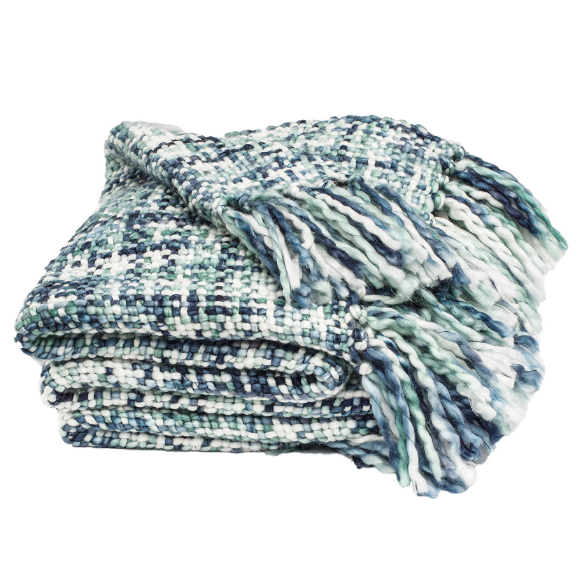 Marled Basketweave Plush Knit Throw Blanket