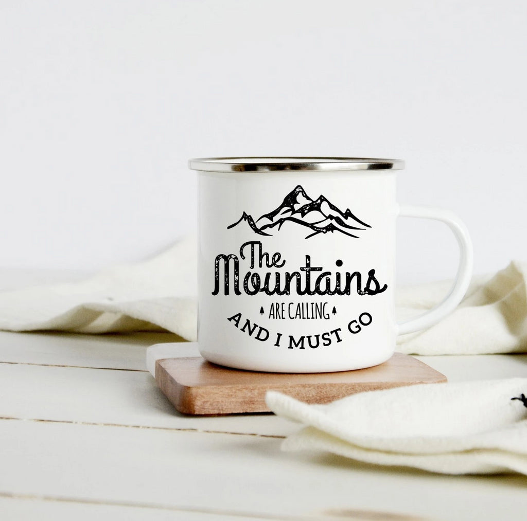 The mountains are calling and I must go 10oz camp mug