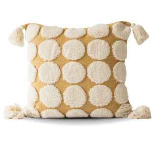 Polka Dot Tufted Cotton Pillow Cover