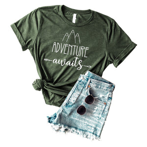 Adventure Awaits Heathered Tee Shirt